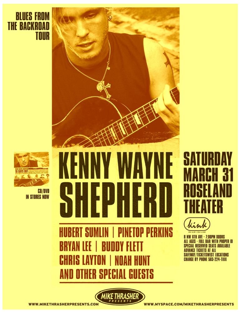 Image 0 of Shepherd KENNY WAYNE SHEPHERD / PINETOP PERKINS 2007 Gig POSTER Oregon Concert 