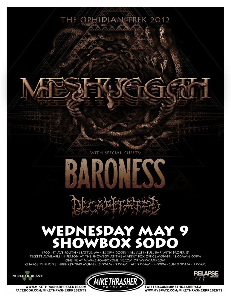 Image 0 of MESHUGGAH 2012 Gig POSTER Seattle Washington Concert