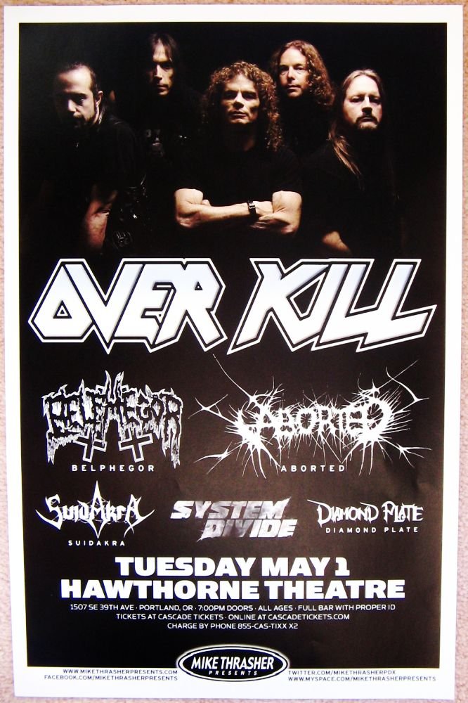 Image 0 of OVERKILL 2012 Gig POSTER Portland Oregon Concert