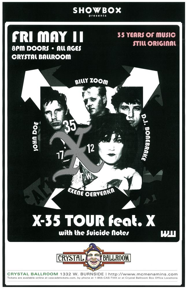 Image 0 of X Band POSTER 35th Anniversary JOHN DOE / EXENE / BONEBRAKE Oregon 2012 Concert