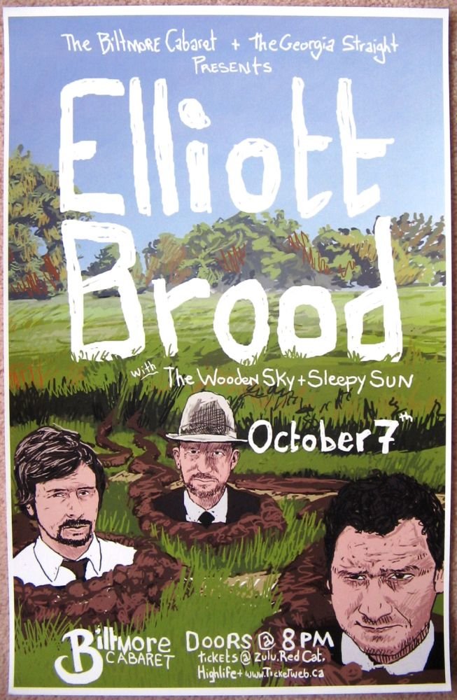 Image 0 of ELLIOTT BROOD 2009 Gig POSTER Vancouver British Columbia Concert 