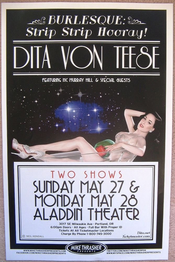 Image 0 of Von Teese DITA VON TEESE 2012 POSTER Burlesque Gig Portland Oregon