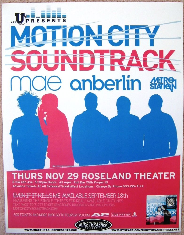 Image 0 of MOTION CITY SOUNDTRACK 2007 Gig POSTER Portland Oregon Concert