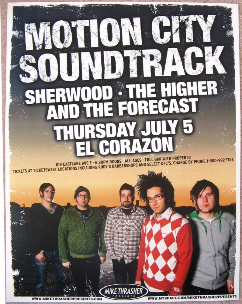 Image 0 of MOTION CITY SOUNDTRACK 2007 Gig POSTER Seattle Washington Concert