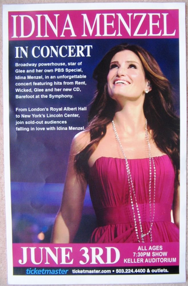 Image 0 of Menzel IDINA MENZEL 2012 Gig POSTER Glee TV Portland Oregon Concert