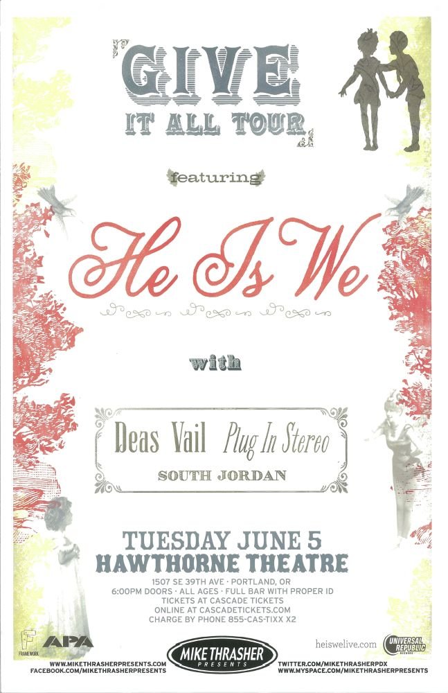 Image 0 of HE IS WE 2012 Gig POSTER Portland Oregon Concert 