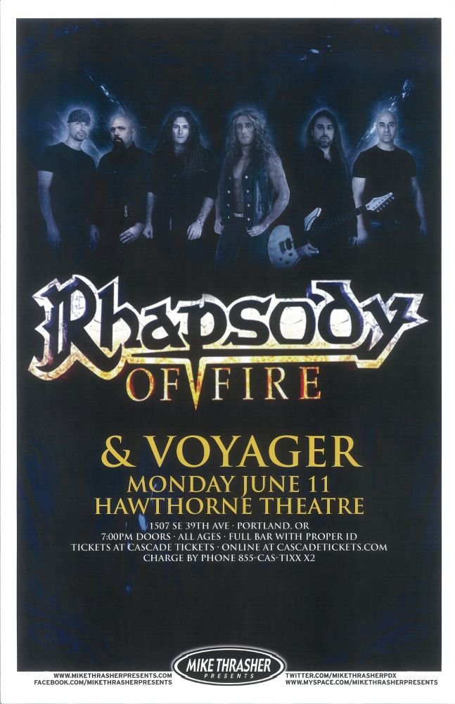 Image 0 of RHAPSODY OF FIRE 2012 Gig POSTER Portland Oregon Concert 