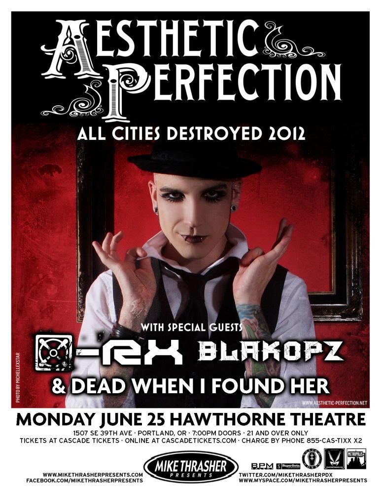 Image 0 of AESTHETIC PERFECTION 2012 Gig POSTER Portland Oregon Concert 