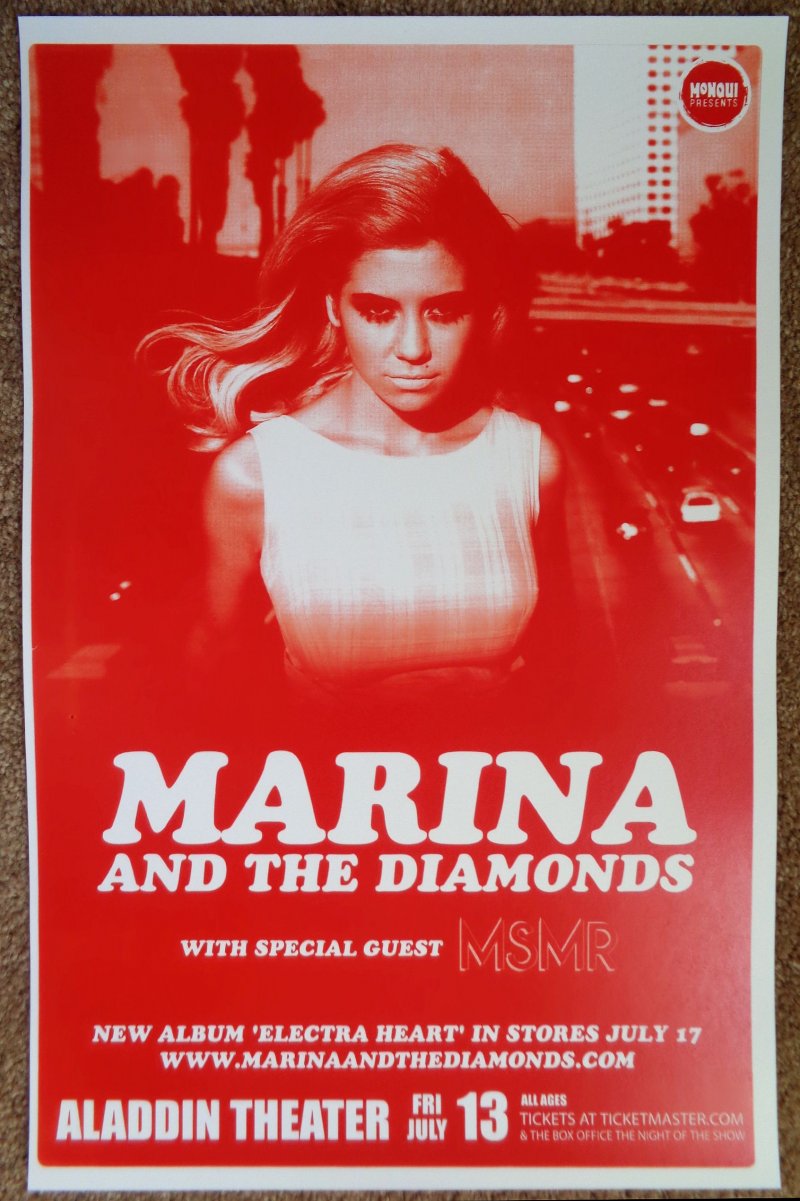 MARINA AND THE DIAMONDS 2012 Gig POSTER Portland Oregon Concert