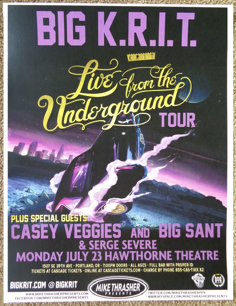 Image 0 of BIG K.R.I.T KRIT 2012 Gig POSTER Portland Oregon Concert 