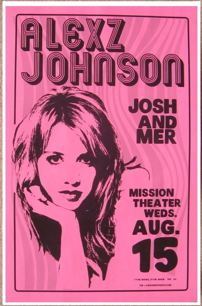 Image 0 of Johnson ALEXZ JOHNSON 2012 Gig POSTER Portland Oregon Concert 