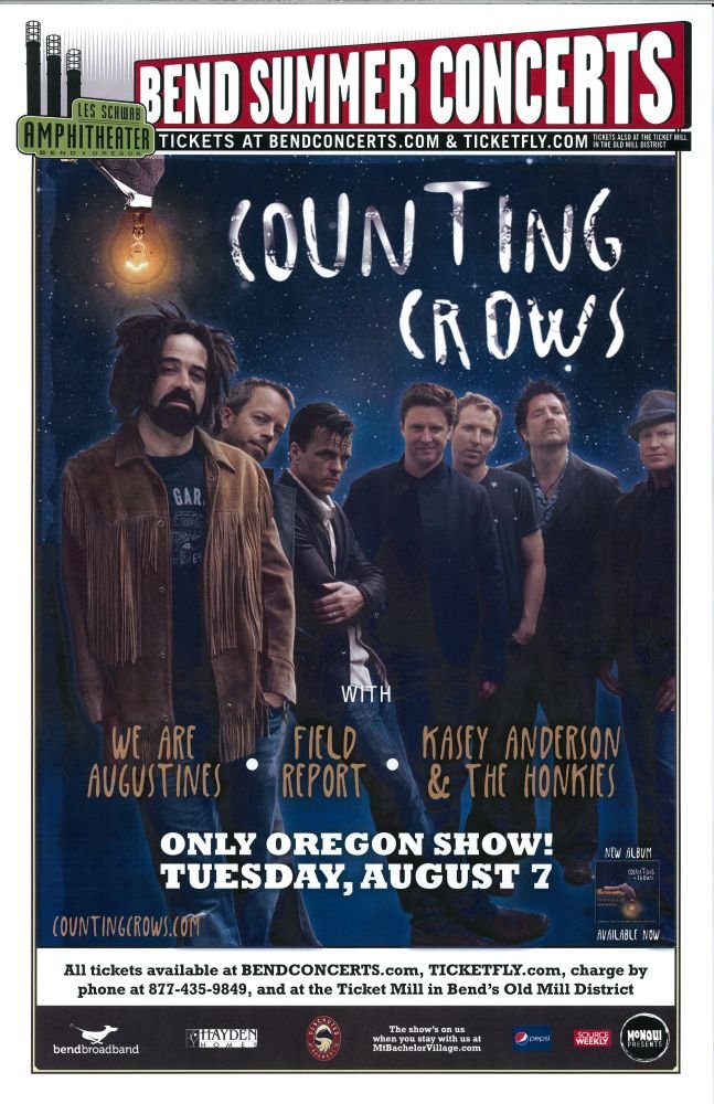 Image 0 of COUNTING CROWES 2012 Gig POSTER Bend Oregon Concert 