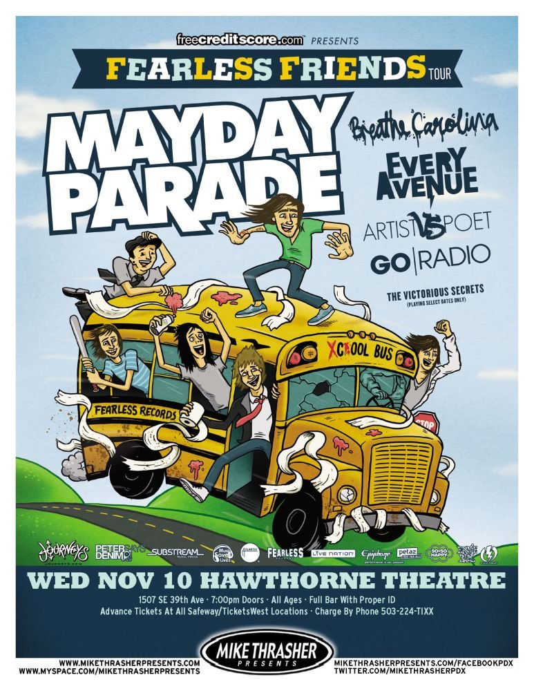 Image 0 of MAYDAY PARADE 2010 Gig POSTER Portland Oregon Concert 