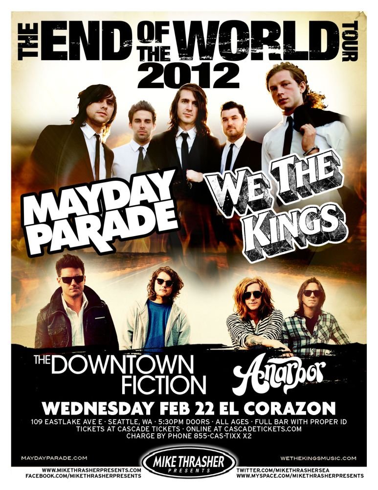 Image 0 of MAYDAY PARADE 2012 Gig POSTER Seattle Washington Concert