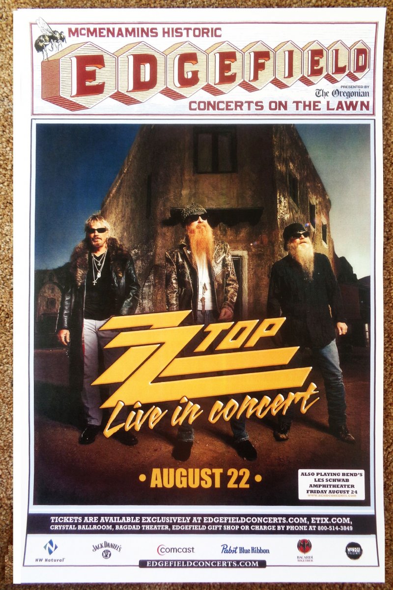 Image 0 of ZZ TOP 2012 Gig POSTER Edgefield Portland Oregon Concert Version 2 of 2