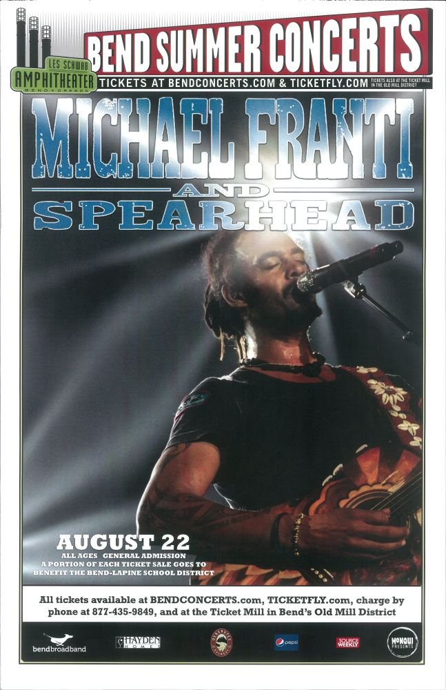 Image 0 of Spearhead MICHAEL FRANTI and SPEARHEAD 2012 Gig POSTER Bend Oregon Concert 