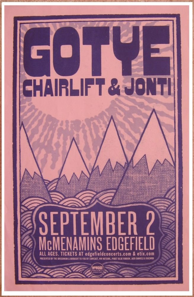 Image 0 of GOTYE Gig Concert POSTER Sept 2012 Portland Oregon