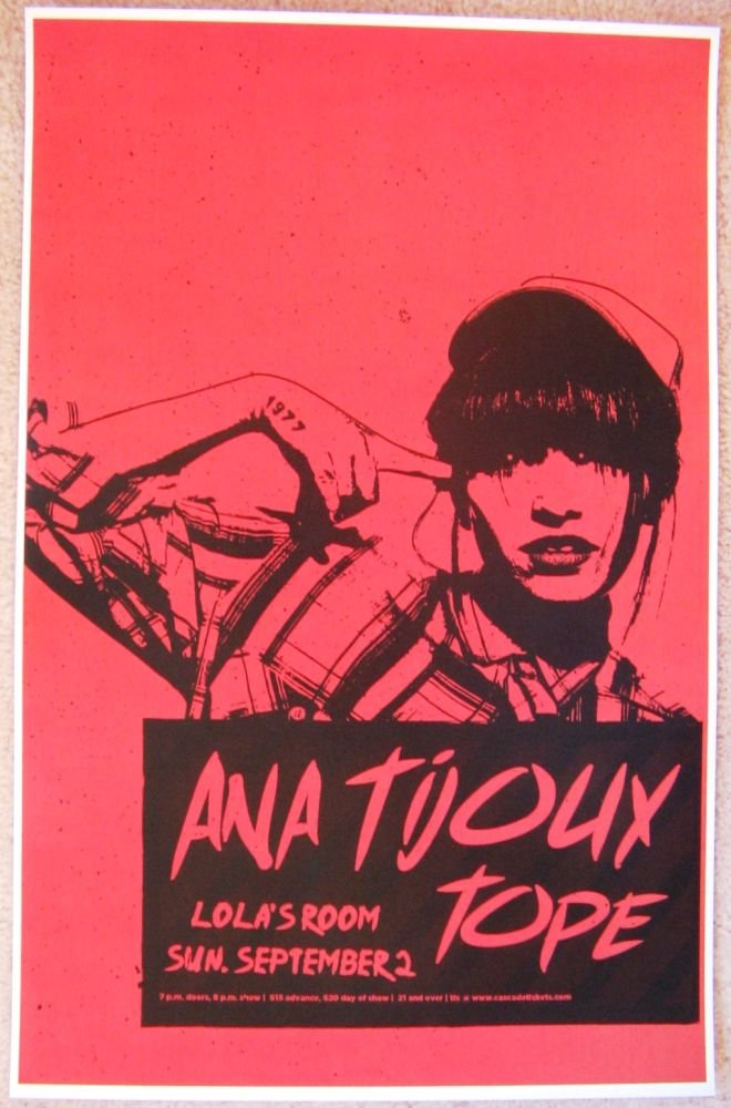 Image 0 of Tijoux ANA TIJOUX 2012 Gig POSTER Portland Oregon Concert