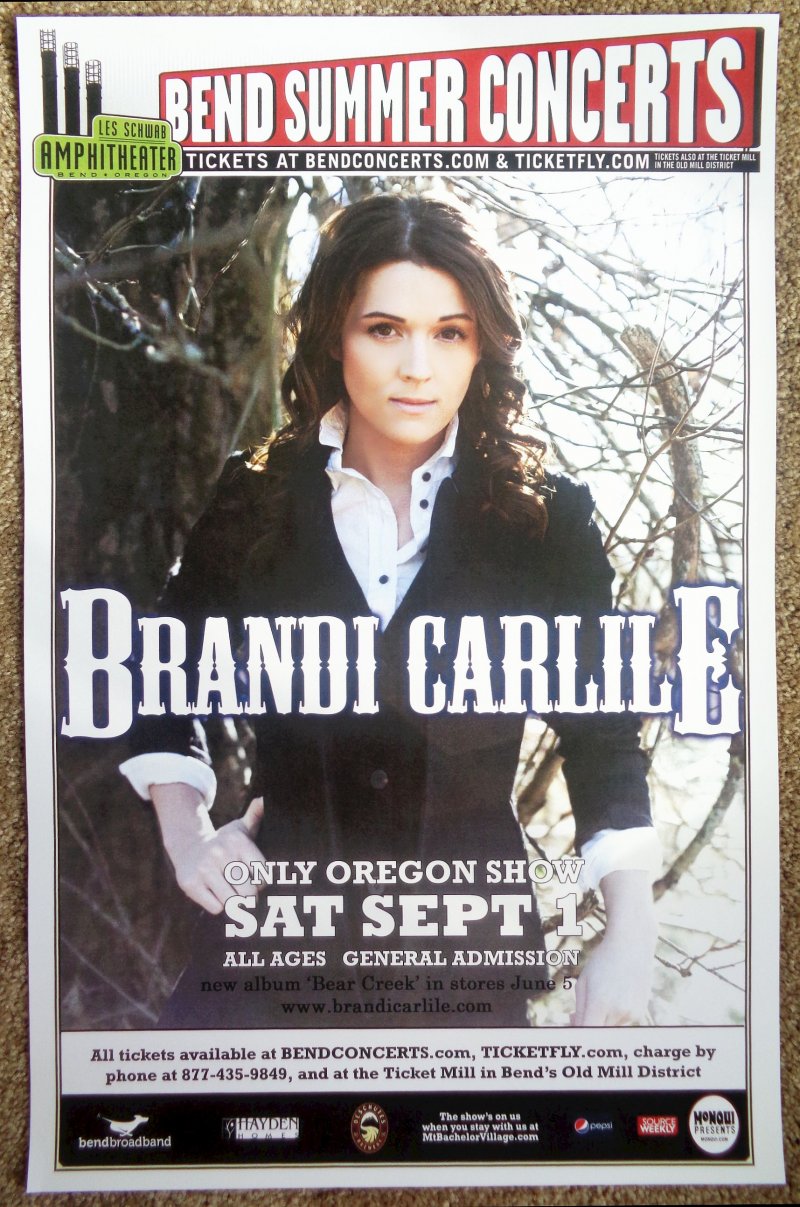 Image 0 of Carlile BRANDI CARLILE 2012 Gig POSTER Bend Oregon Concert 