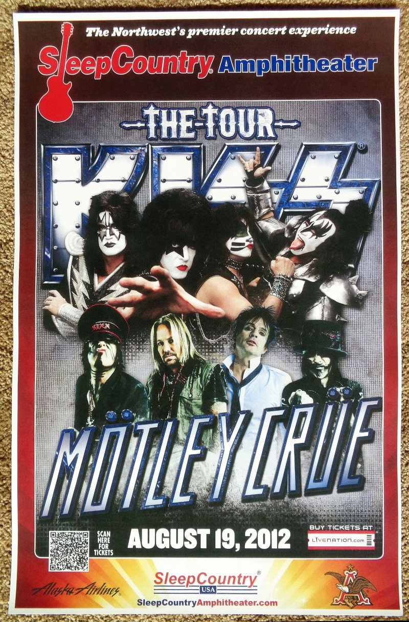 Image 0 of KISS & MOTLEY CRUE 2012 Gig POSTER Ridgefield Washington Gene Simmons Concert 