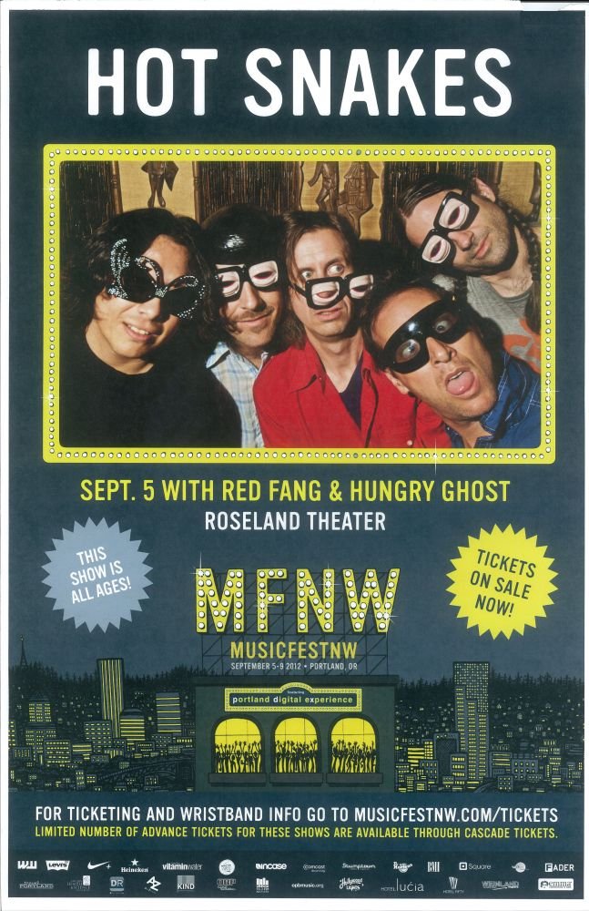 Image 0 of HOT SNAKES 2012 MFNW Gig POSTER Portland Oregon Musicfest NW Concert