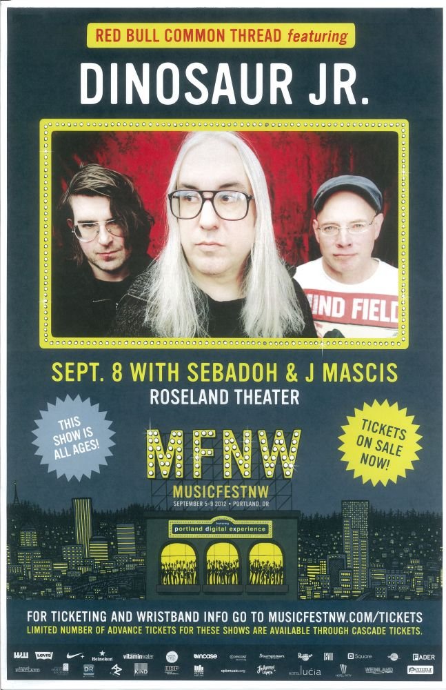 Image 0 of DINOSAUR JR. 2012 MFNW Gig POSTER Portland Oregon Musicfest NW Concert 