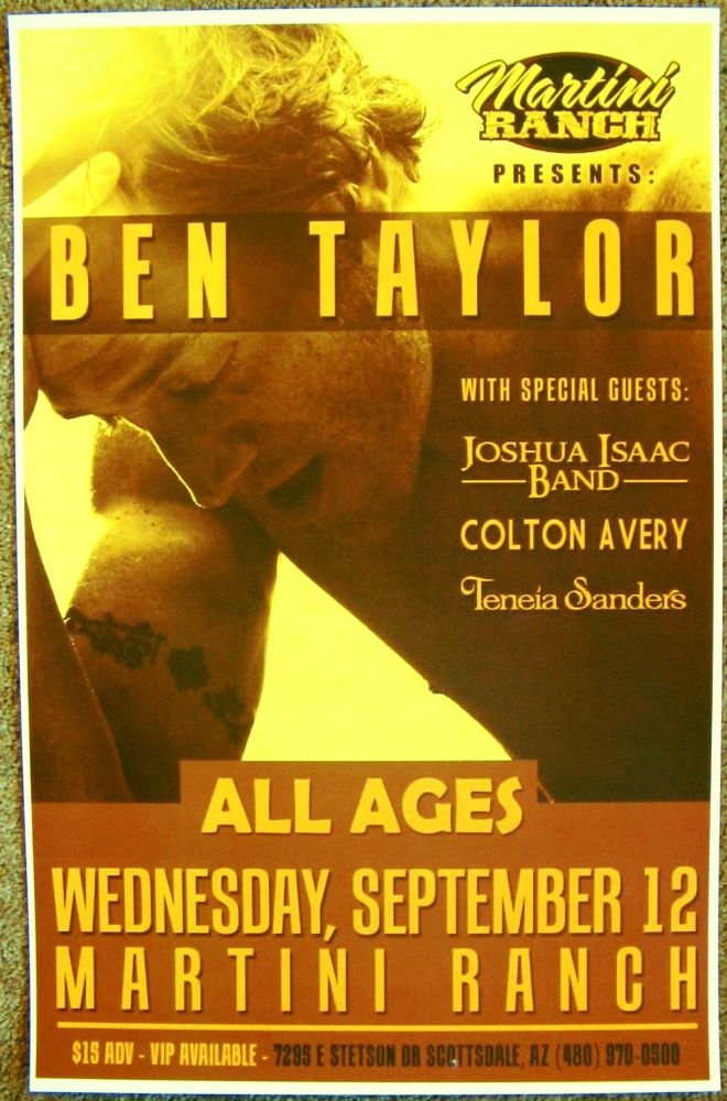 Image 0 of Taylor BEN TAYLOR 2012 Gig POSTER Scottsdale Arizona Concert