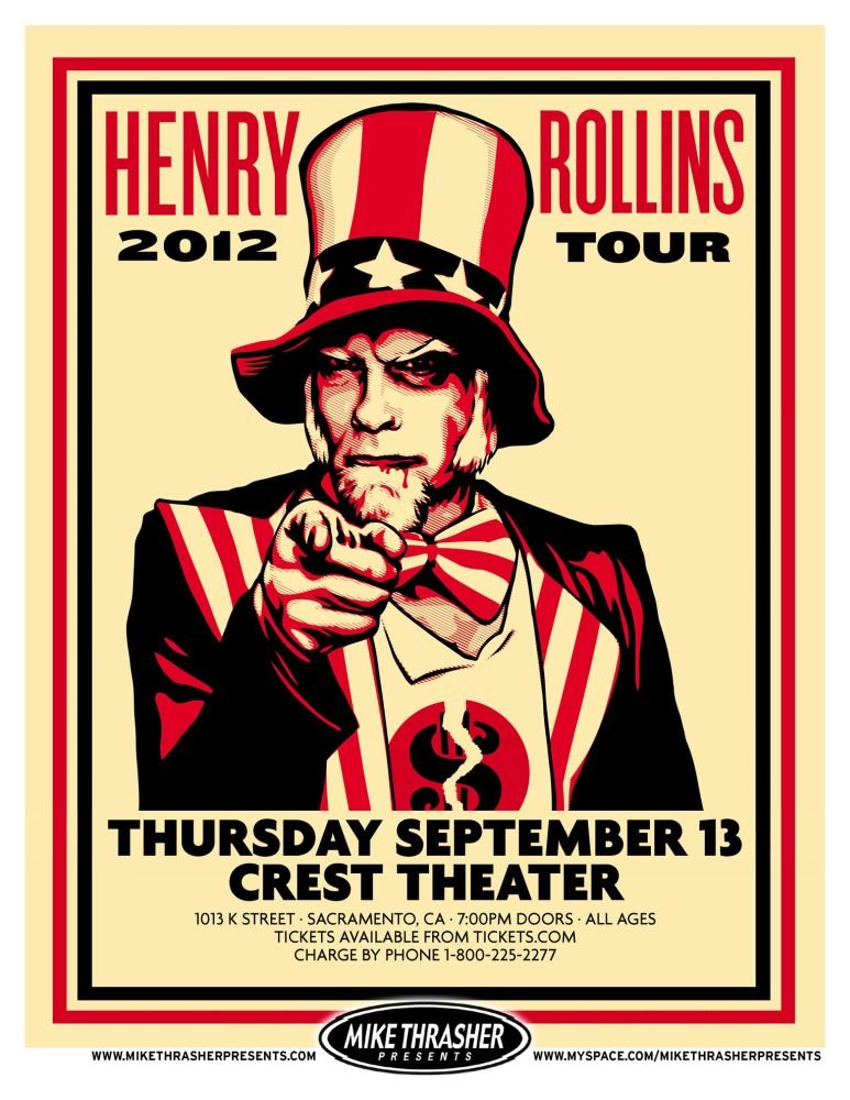 Image 0 of Rollins HENRY ROLLINS 2012 Gig POSTER Sacramento Concert 
