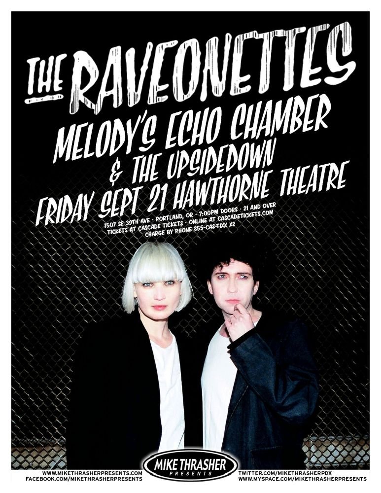 Raveonettes THE RAVEONETTES 2012 Gig POSTER Portland Oregon Concert 