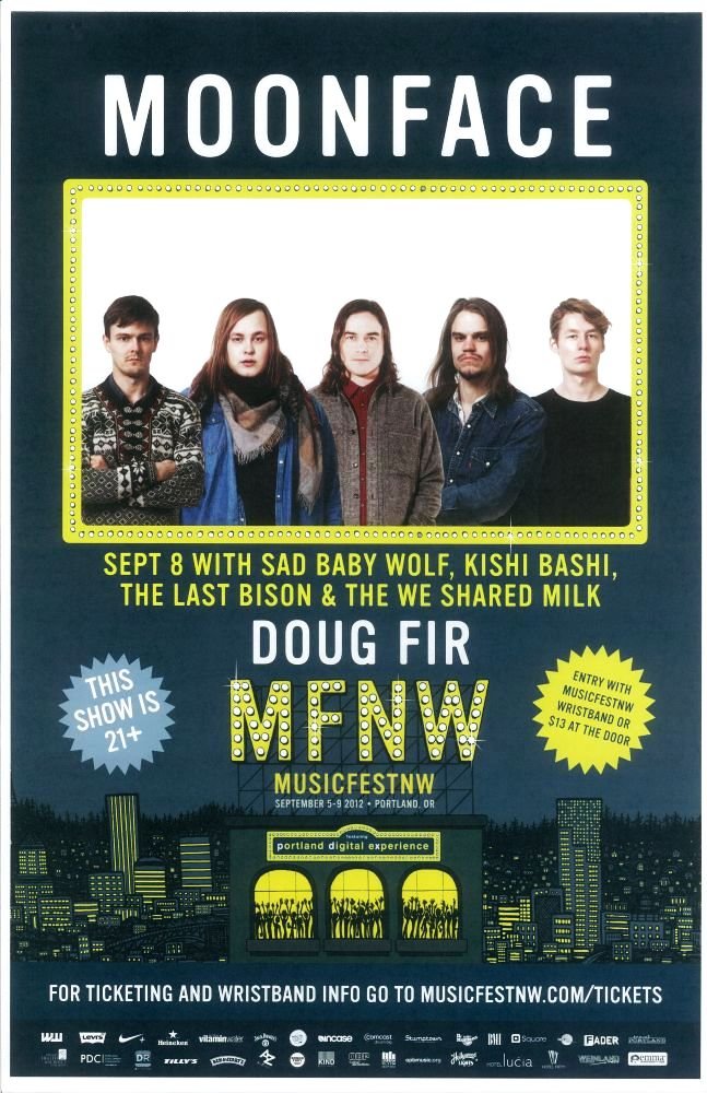 Image 0 of MOONFACE 2012 Gig POSTER Portland Oregon MFNW Musicfest NW Concert Spencer Krug