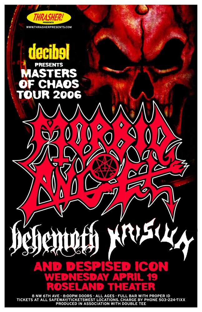 Image 0 of MORBID ANGEL 2006 Gig POSTER Portland Oregon Concert