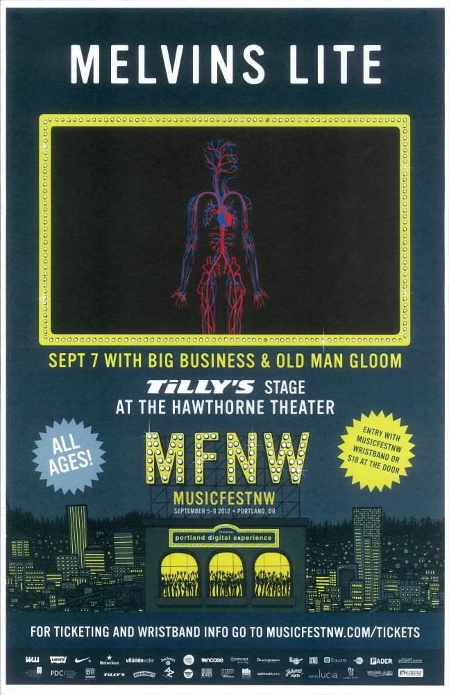 Image 0 of MELVINS LITE 2012 MFNW Gig POSTER Portland Oregon Musicfest NW Concert