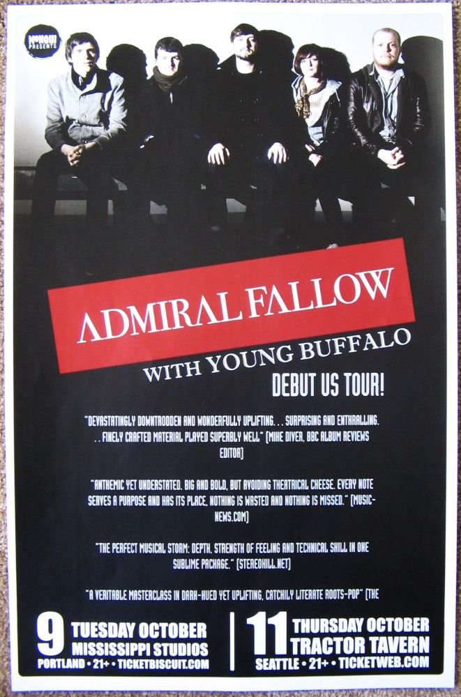 Image 0 of ADMIRAL FALLOW 2012 Gig POSTER Portland Oregon Seattle Washington Concert