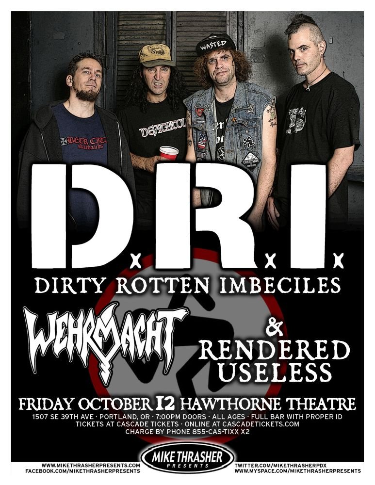 Image 0 of DIRTY ROTTEN IMBECILES 2012 DRI Gig POSTER Portland Oregon Concert 