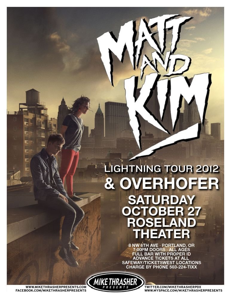 Image 0 of MATT AND KIM Matt & Kim 2012 Gig POSTER Portland Oregon Concert 