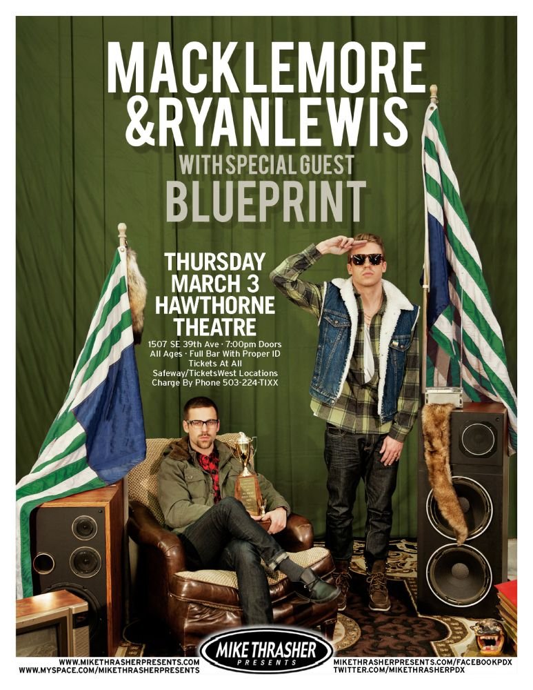 Image 0 of MACKLEMORE & RYAN LEWIS 2011 Gig POSTER Portland Oregon Concert 