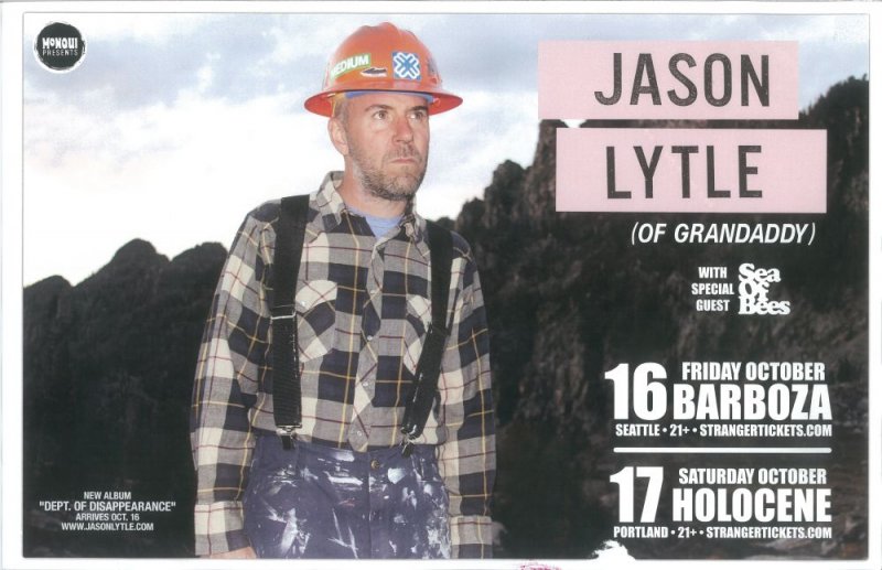 Image 0 of Lytle JASON LYTLE 2012 Gig POSTER Seattle / Portland Oregon GRANDADDY Concert