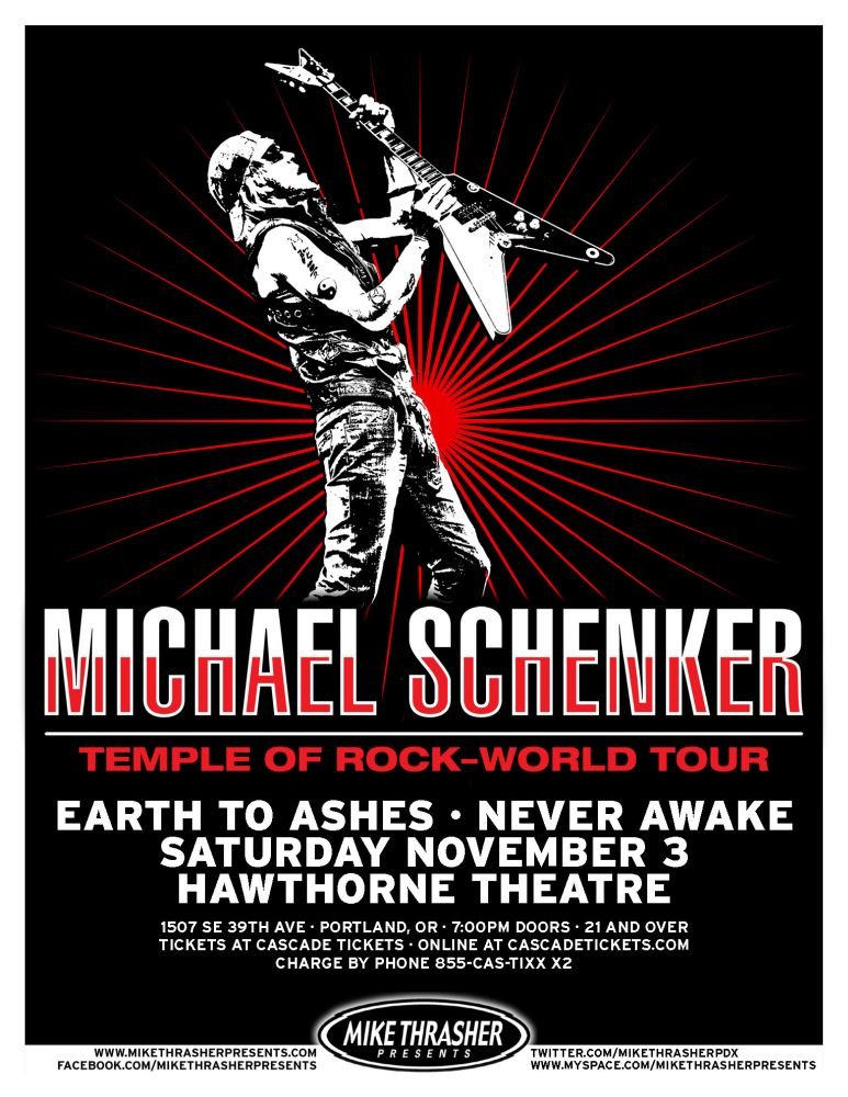 Image 0 of Schenker MICHAEL SCHENKER 2012 Gig POSTER Portland Oregon Concert 