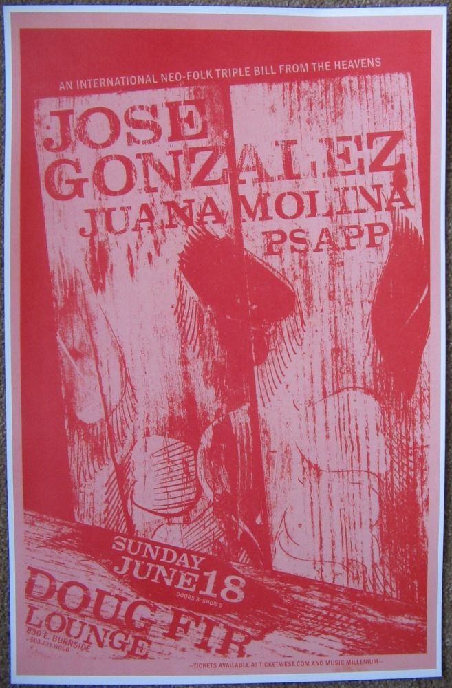 Image 0 of Gonzalez JOSE GONZALEZ & JUANA MOLINA 2006 Gig POSTER Portland Oregon Concert  