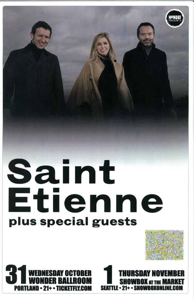 Image 0 of SAINT ETIENNE 2012 Gig POSTER Portland Oregon Seattle Concert