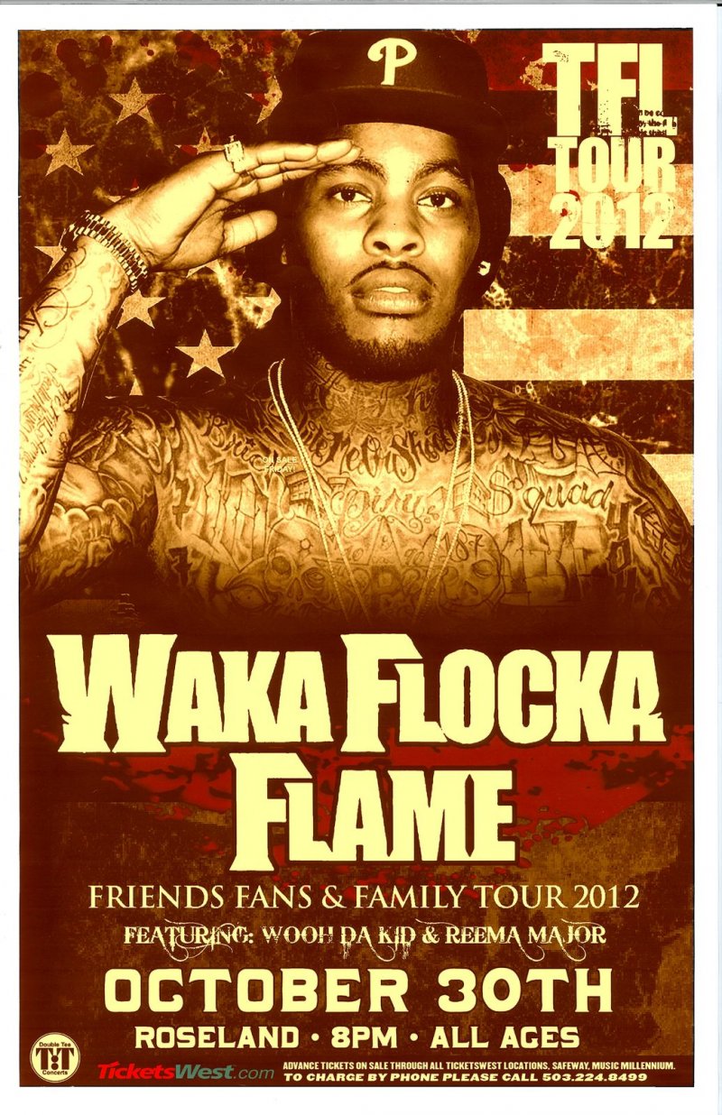 Image 0 of WAKA FLOCKA FLAME 2012 Gig POSTER Portland Oregon Concert  