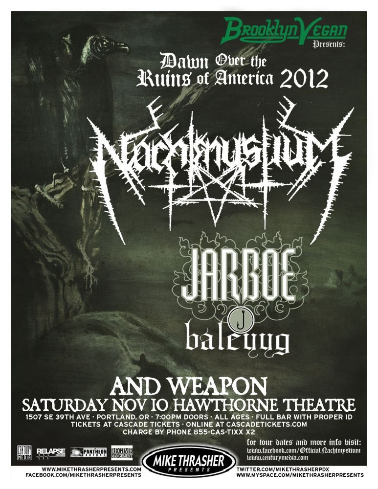 Image 0 of NACHTMYSTIUM 2012 Gig POSTER Portland Oregon Concert