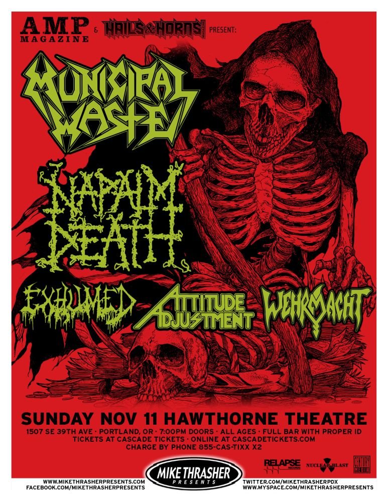 Image 0 of MUNICIPAL WASTE 2012 Gig POSTER Portland Oregon Concert 