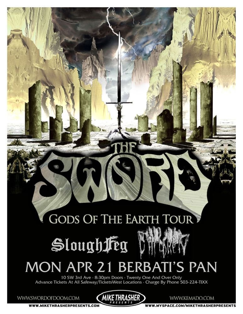 Image 0 of Sword THE SWORD 2008 Gig POSTER Gods Of The Earth Portland Oregon Concert 