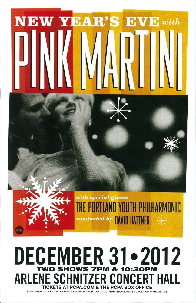 PINK MARTINI 2008 Gig POSTER Portland Oregon 14x20 Crystal Ballroom