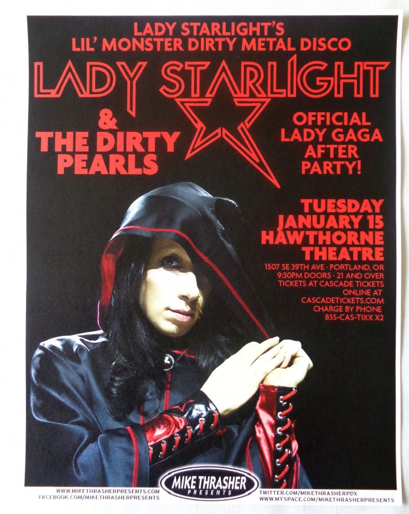 Image 0 of LADY STARLIGHT 2013 Gig POSTER Lady Gaga Portland Oregon Concert After Party 