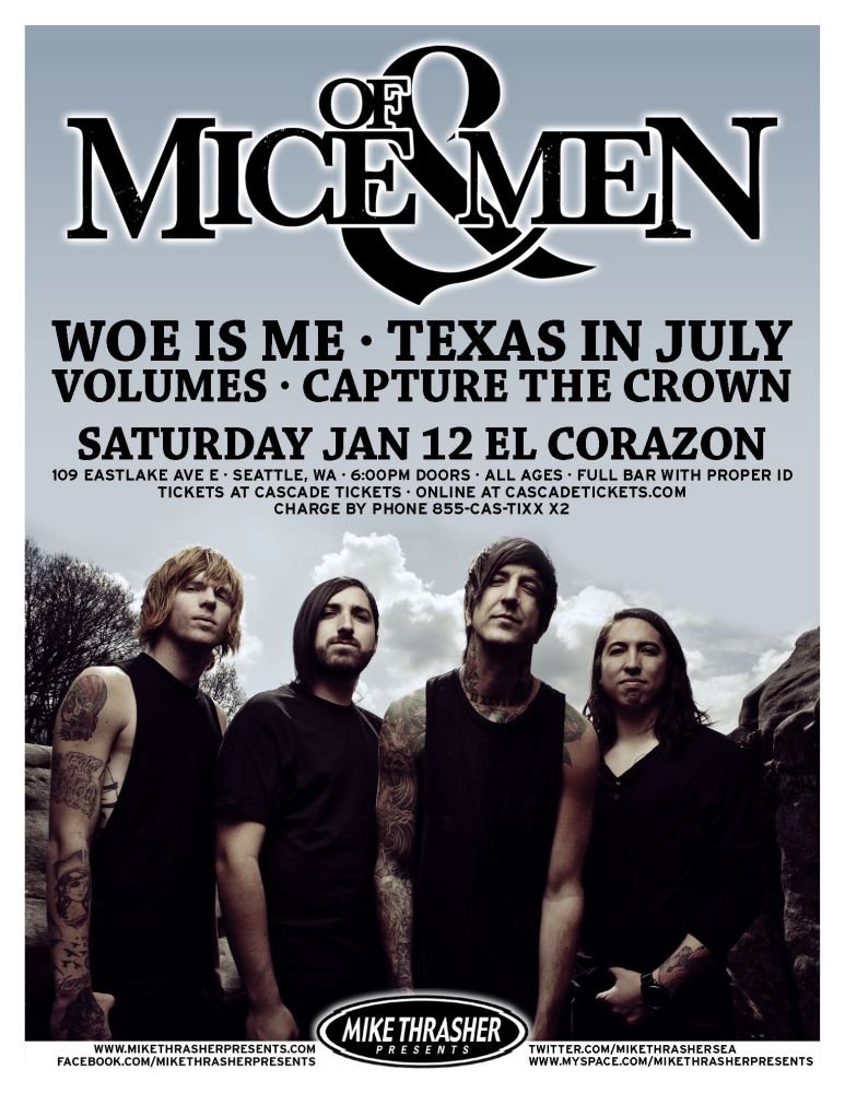 Image 0 of OF MICE AND MEN 2013 Gig POSTER Seattle Washington Concert