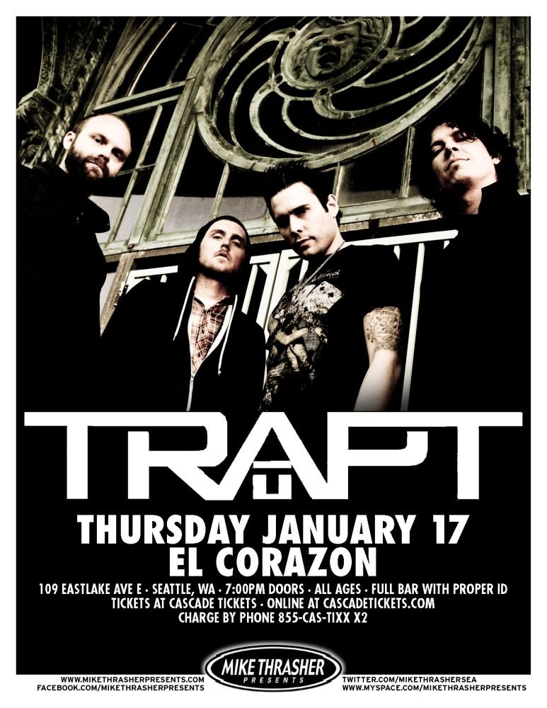 Image 0 of TRAPT 2013 Gig POSTER Seattle Washington Concert 