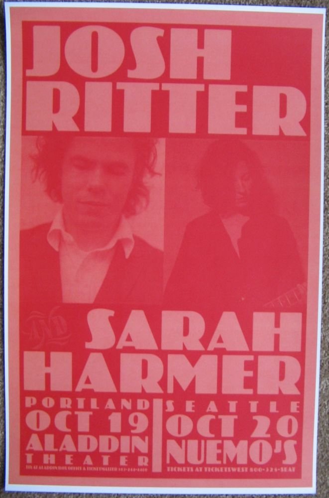 Image 0 of Harmer SARAH HARMER & JOSH RITTER 2004 POSTER Gig Concert Seattle & Portland OR.