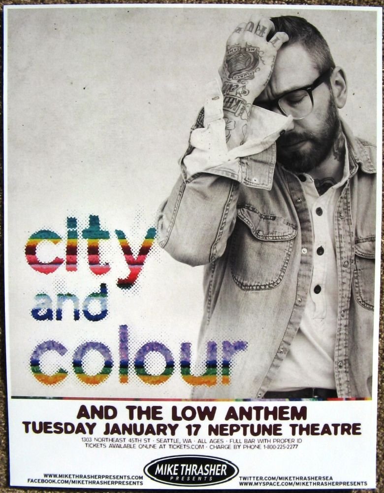 Image 0 of CITY AND COLOUR 2012 Gig POSTER Seattle Washington Concert 